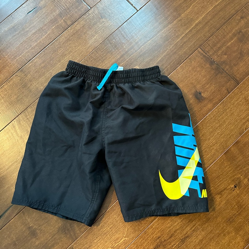 Nike Kids Black Shorts with Blue and Yellow Accents